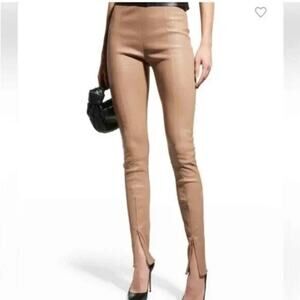 NWT JASON WU Tan Faux Leather Pants High-Waisted Skinny Trousers Size Small
